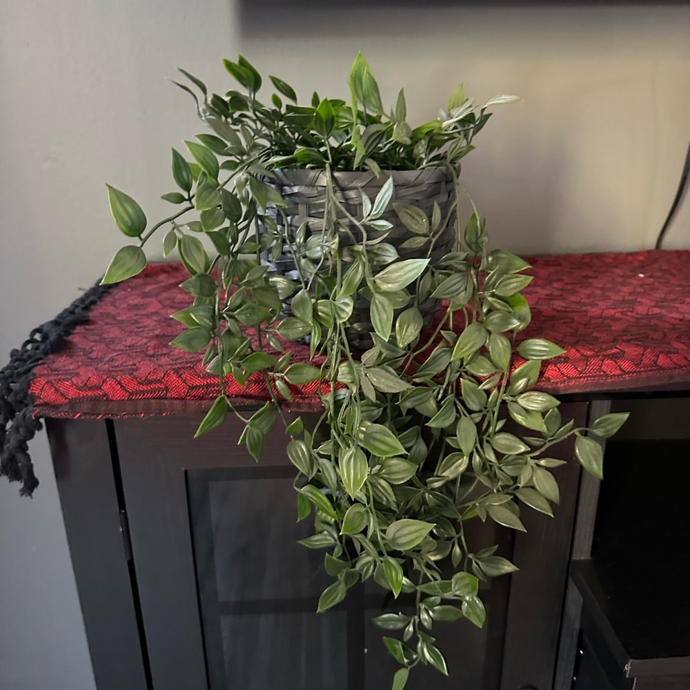 IKEA Faux Greenery in Gray Basket